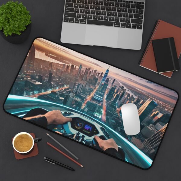 workspace mat with neutral range clarity, mouse pad that visually connects setup tools