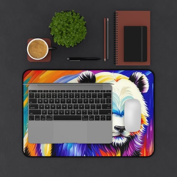 fold-down wall desk mat, built-in desk surface pad, vintage wood desk mat, live edge desk pad, colorful panda