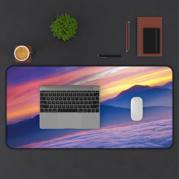 desk mat for sleek setups in sage green, desk mat for sleek setups with abstract art, desk mat for sleek setups with gradient finish, desk mat for small desks in black, desk mat for small desks in navy blue