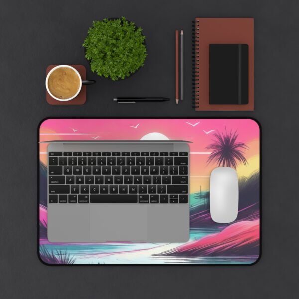 workspace mat with softened brush terrain, mouse pad for visual lightness and calm, desk mat for gentle workspace structure,