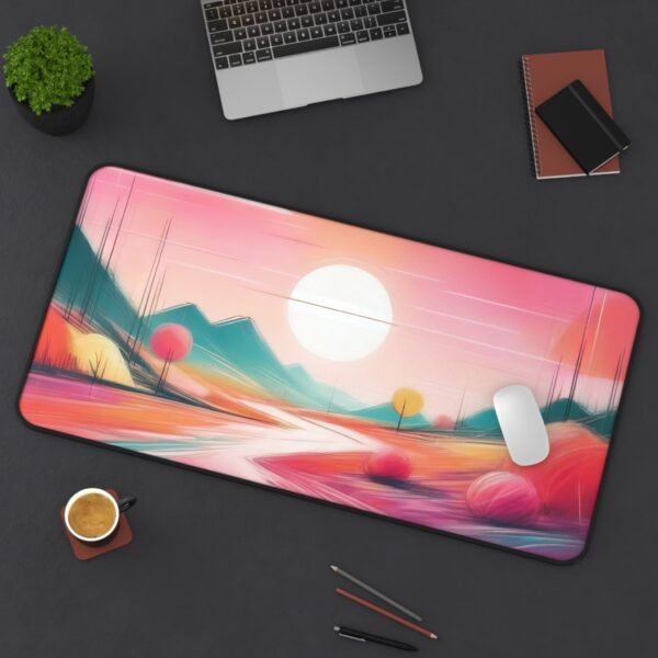 mouse pad with oak and chalk wash, desk mat with plant-focused desk harmony, workspace mat with layered shadow-light balance,