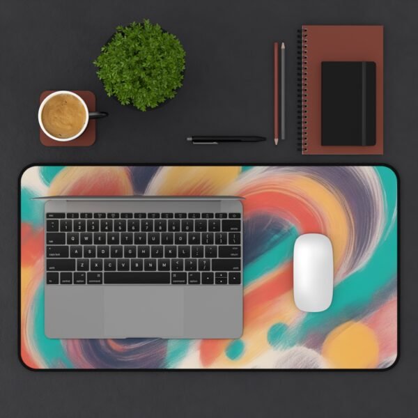 mouse pad with aged wood-grain flow, desk mat for elemental brush composition, workspace mat featuring drift earth geometry,