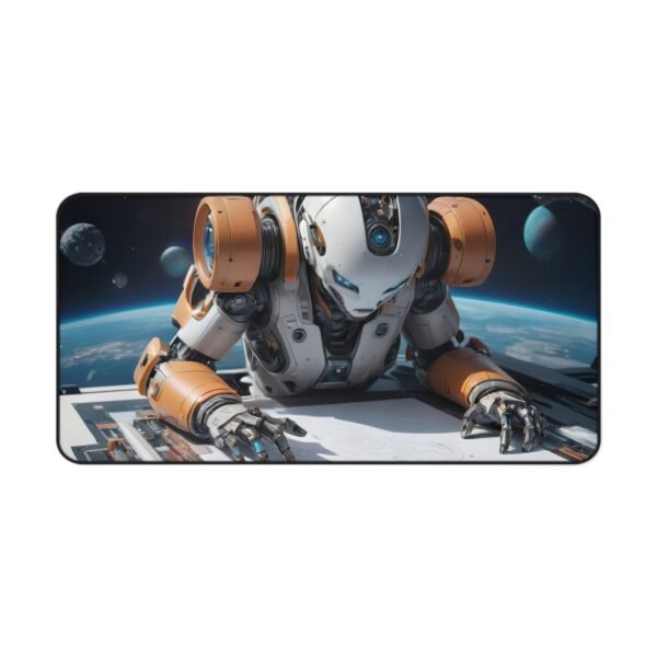 workspace mat inspired by cybernetic design for high-tech workspace themes, workspace mat featuring ultralight chrome finish for concept-driven interface design,