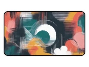 workspace mat with bamboo soot fade geometry, mouse pad with desert-dust brush motif