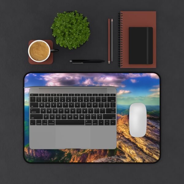 desk mat for gaming and work in gray, desk mat for gaming and work in pastel tones, desk mat for gaming and work with geometric design