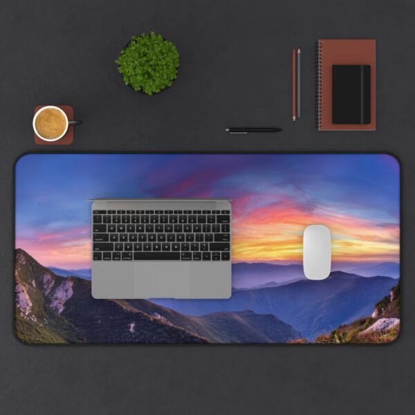 desk mat with smooth finish in pastel tones, desk mat with smooth finish with abstract art, desk mat with soft texture in gray