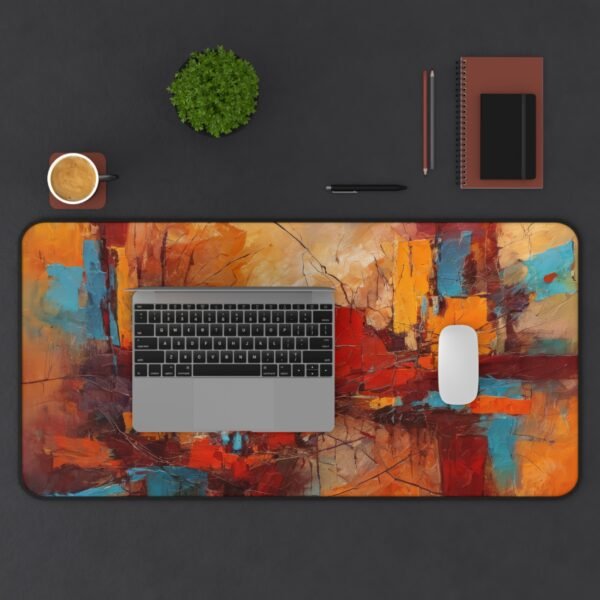 desk mat featuring translucent block fragmentation, workspace mat with tonal depth collision, mouse pad with minimal form disruption