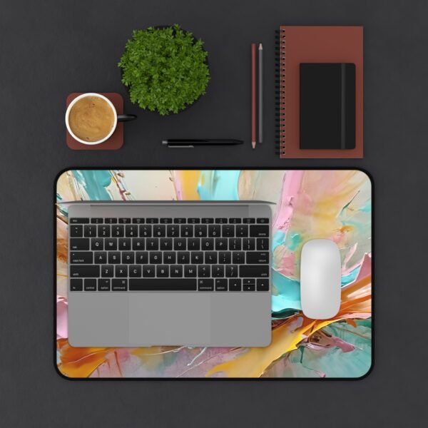 ocean blue desk mat, forest green layout, sunset tone workspace, space galaxy desk mat