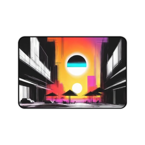 mouse pad with natural fiber paper pattern, desk mat with abstract wind-through-grass design, workspace mat featuring subtle brush tension points