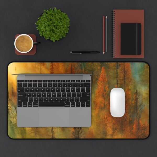 desk mat inspired by forest tones for calm creative focus, workspace mat with coastal neutrals for soft ambient lighting