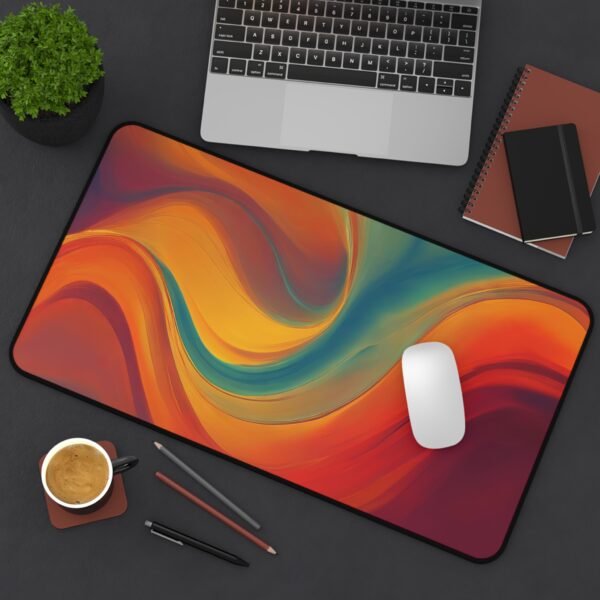 forest creature pattern, woodland vibe desk surface, deer and pine desk pad, pinecone texture mat