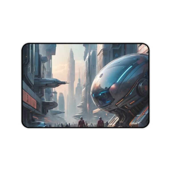 workspace mat featuring ai-core patterning for next-generation office setups, desk mat with neon-edge luminescence for light-enhanced productivity zones,