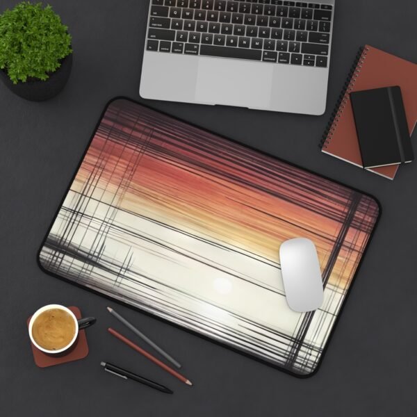 workspace mat with optical texture fade, mouse pad with smeared ink-inspired design,