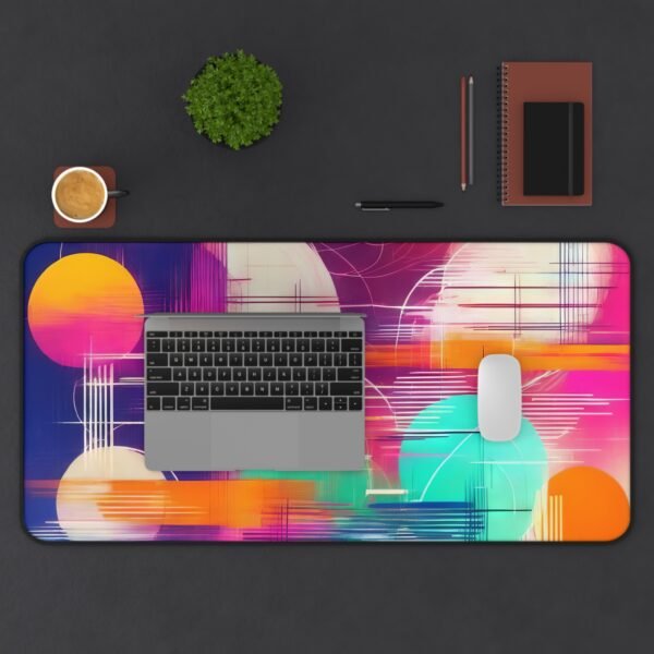 desk mat with ink-wash gradient abstraction, workspace mat with zen-inspired color blocking,