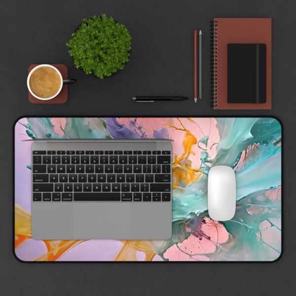rubber desktop mat, rubber gear item, rubber office setup, rubber surface cover, setup desk accessory