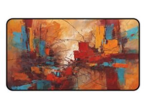 mouse pad with clustered energy structures, desk mat with sweeping abstract motion cues, workspace mat with precision drift geometry