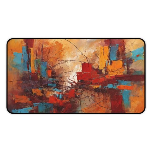 mouse pad with clustered energy structures, desk mat with sweeping abstract motion cues, workspace mat with precision drift geometry