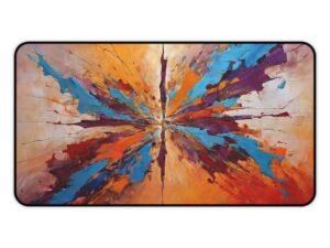 mouse pad for abstract design-forward creators, desk mat with tone-bending field distortion, workspace mat with segmented light-block overlays