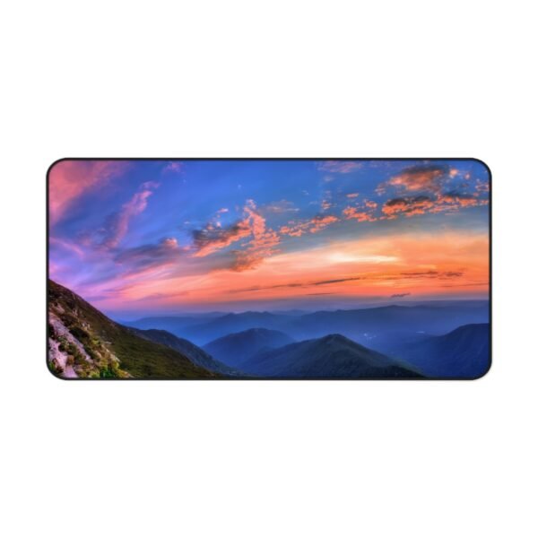 aesthetic desk mat for flat lay content, mouse pad that resists curling and staining, workspace mat with modern arc print