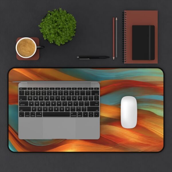 follower growth workspace, analytics-ready desk mat, brand voice writing pad