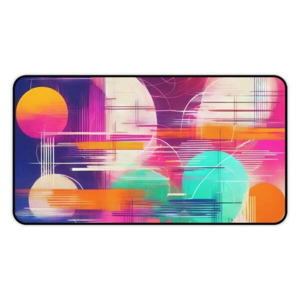 desk mat for soft zen geometry setups, workspace mat with modern calligraphy motif, mouse pad with layered sumi-ink fields, desk mat with circular