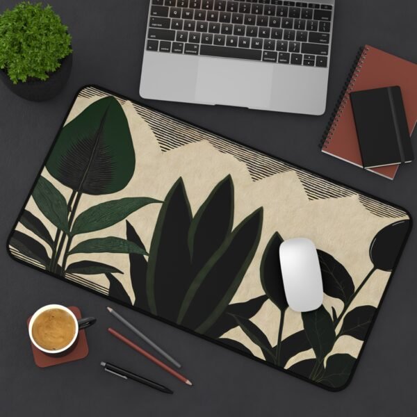 mouse pad with creamy whites and soft taupe, desk mat with curved edge comfort,