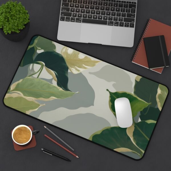 desk mat with stitched edges, desk mat with wrist support, desk mat with rounded corners, desk mat with non-slip base