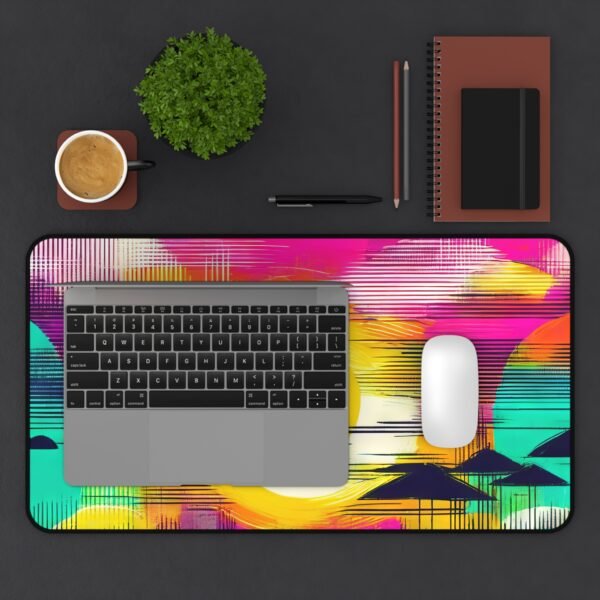 desk mat with oxidized ink stone fade, workspace mat with natural slope-inspired brushwork, mouse pad with cracked earth texture mapping