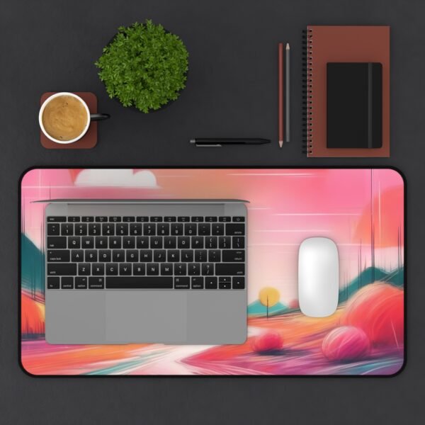 esk mat with misty garden palette, workspace mat for calm, neutral workflows, mouse pad with minimal grain wave, desk mat for peaceful tone-driven spaces, workspace mat
