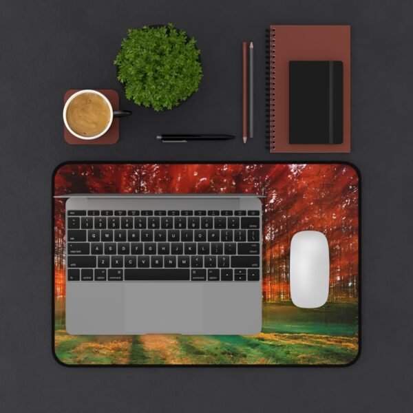 desk mat with a grounding neutral color blend, workspace mat inspired by natural rhythm and light