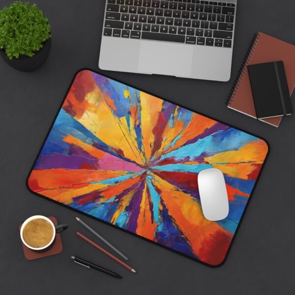 mouse pad with dynamic motion abstraction, desk mat with collapsing triangle fields