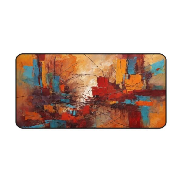 desk mat with scattered structure visuals, workspace mat inspired by energetic pattern disarray, mouse pad with warped lattice overlays, desk mat with translucent gradient folds, workspace mat with texture drift abstraction