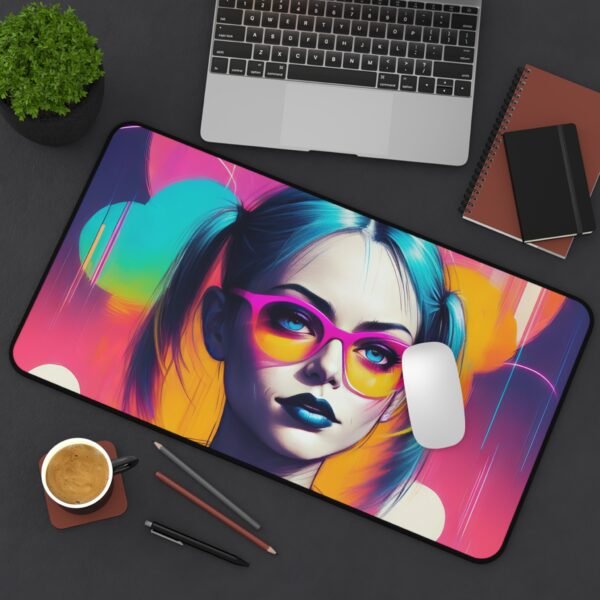mouse pad with floating brushstroke weightlessness, desk mat with harmony-focused ink tones, workspace mat with clear asymmetrical balance, mouse pad inspired by ancient-modern fusion design,