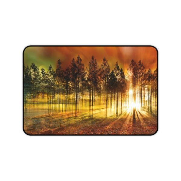 Whether you live in the city or work in a high-rise, your desk can still feel like a mountain lodge. Our “Mountain Retreat” deskmat pad is inspired by alpine views, cool forest shadows, and the earthy textures of stone, pine, and weathered wood.