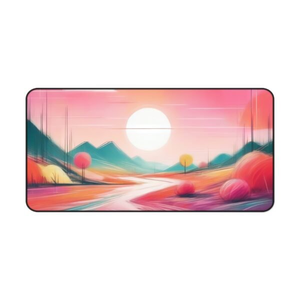desk mat with pale sandstone edge fade, workspace mat for mindful earthy environments, mouse pad with desaturated forest texture,