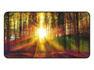 mouse pad with misty mountain tones for clean aesthetic desks, desk mat with overcast morning tones for organic minimalism
