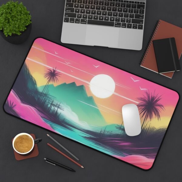 workspace mat with subtle grain depth, mouse pad with layered shadow-to-sand fade, desk mat inspired by morning haze and dry field light, workspace mat with tonal clarity and eas