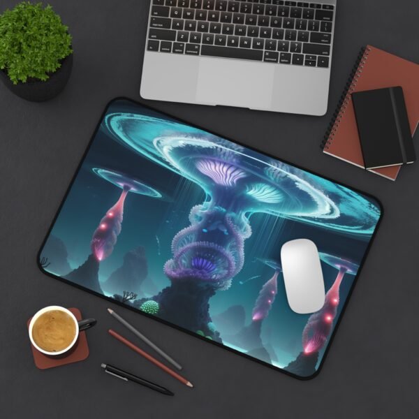long-lasting desk mat with durable stitching, anti-curl desk pad for perfect flat lays, fade-resistant print mouse pad