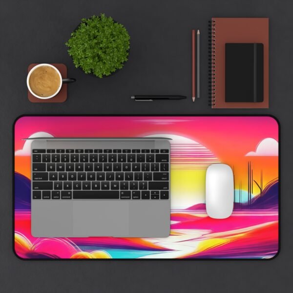 desk mat with faded driftwood finish, workspace mat with airy soil and bark color flow