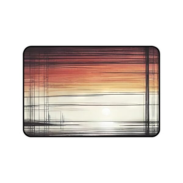 mouse pad inspired by fluid dynamics in motion, desk mat with asymmetrical line collision, workspace mat with tonal wave abstraction, mouse pad with psychedelic mapping patterns, desk mat for conceptual workspace aesthetics