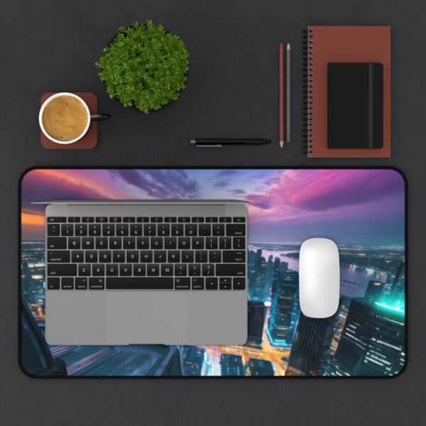 desk mat for pumpkin spice season, desk mat for spooky October vibes, desk mat for warm holiday decor, futuristic