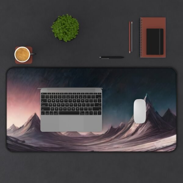 desk mat with compositional tension and space, workspace mat with abstract color diffusion, mouse pad with high-contrast texture field, desk mat with structural distortion aesthetics, workspace mat with floating form abstraction