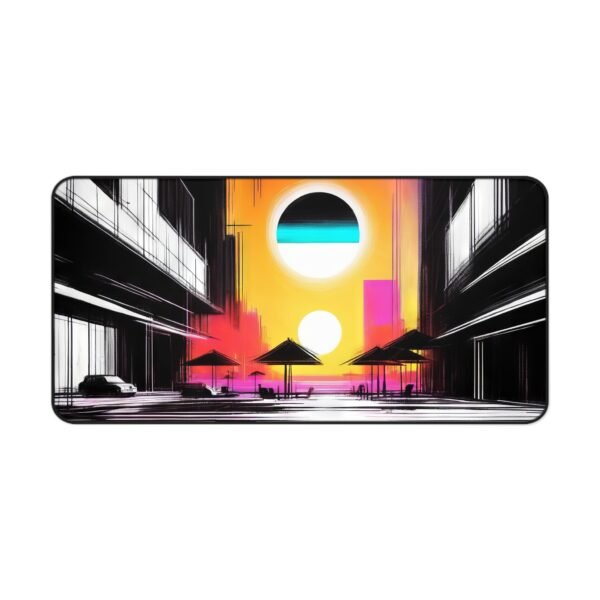 desk mat with soft tonal temple wall contrast, workspace mat for East-meets-modern visual setups, mouse pad with balanced negative space and motion,