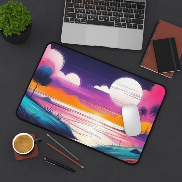 desk mat for peaceful neutral design flow, workspace mat with calm grain and flax tones, mouse pad for grounded minimalist setups,