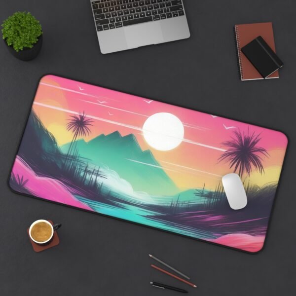 desk mat with smooth pale tone layering, workspace mat with sunlight-washed canvas texture, mouse pad with light flax and fog balance