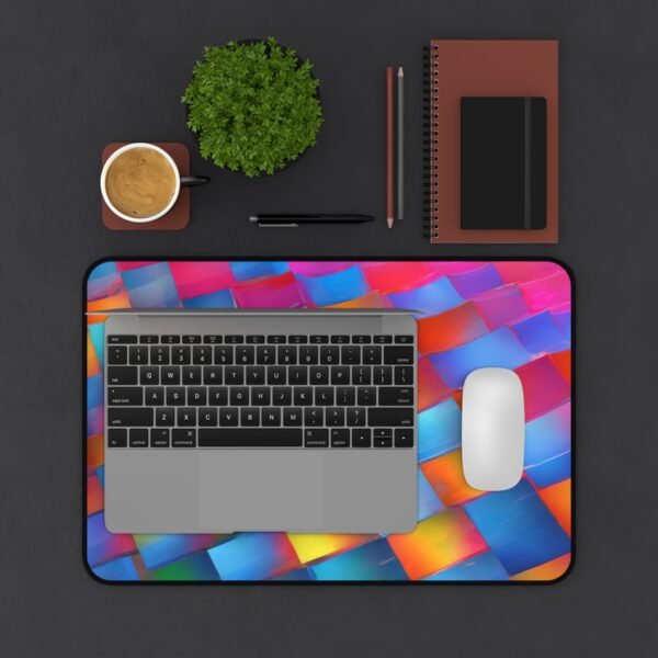 mixed color desk pad, rainbow desk mat, color splash surface, abstract print mouse pad, gradient desk mat, geometric pattern pad