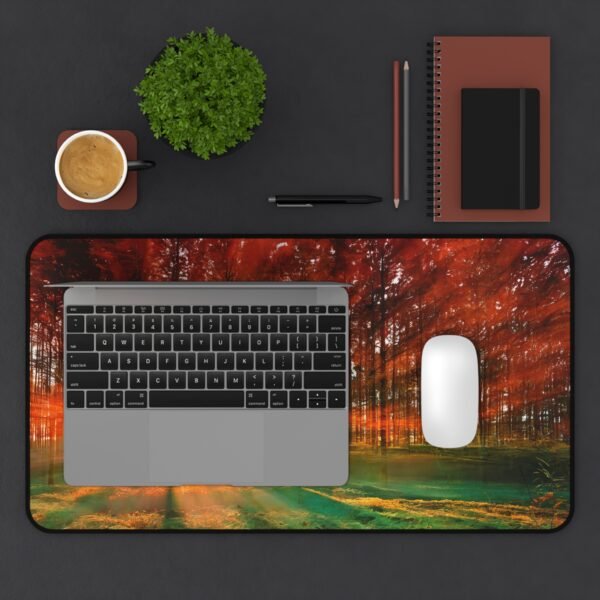 desk mat for plant-filled creative nooks, workspace mat for wind-down workspaces, mouse pad with autumn trail color flow,