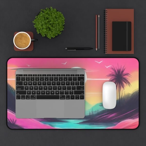 mouse pad for mindful focus spaces, desk mat with horizon mist energy, workspace mat with raw clay aesthetic, mouse pad with light-balance texture softness,