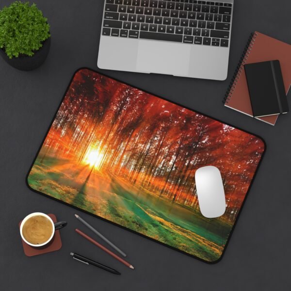 desk mat for forest-themed office setups, workspace mat with muted plant-inspired colors, mouse pad that looks good with houseplants, desk mat for boho earthy tones, workspace mat with a wild-meets-minimalist style, mouse pad that evokes soft grass and sky