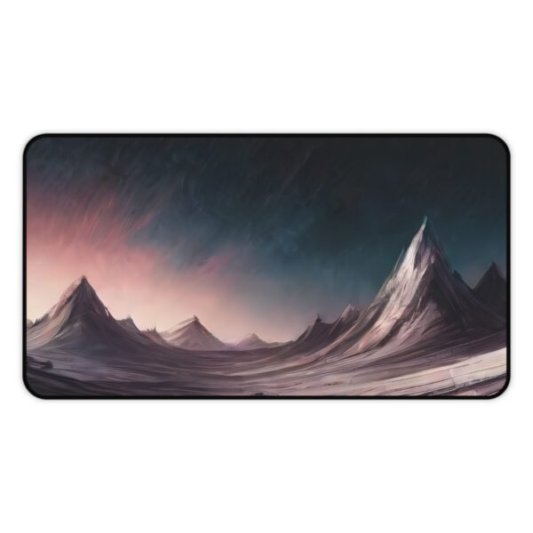 desk mat with minimalist glitch tension, workspace mat with erratic symmetry fade, mouse pad with kinetic texture spray